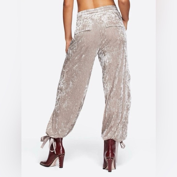 Jessica Simpson Velvet Cargo Pant Plus Size 3X Pearl Grey Drawstring Pockets NEW - Picture 5 of 16
